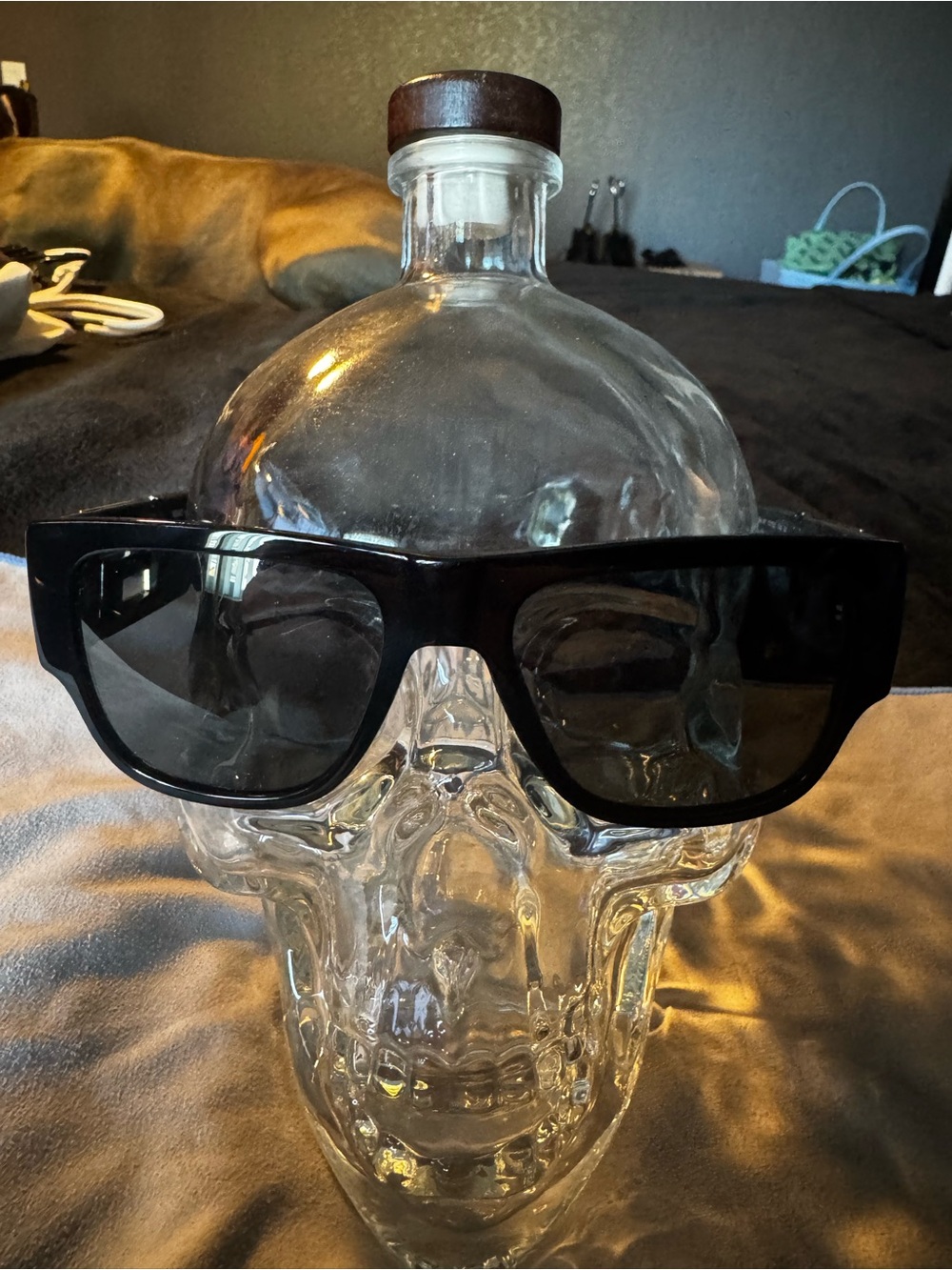 Men's Black Square Sunglasses